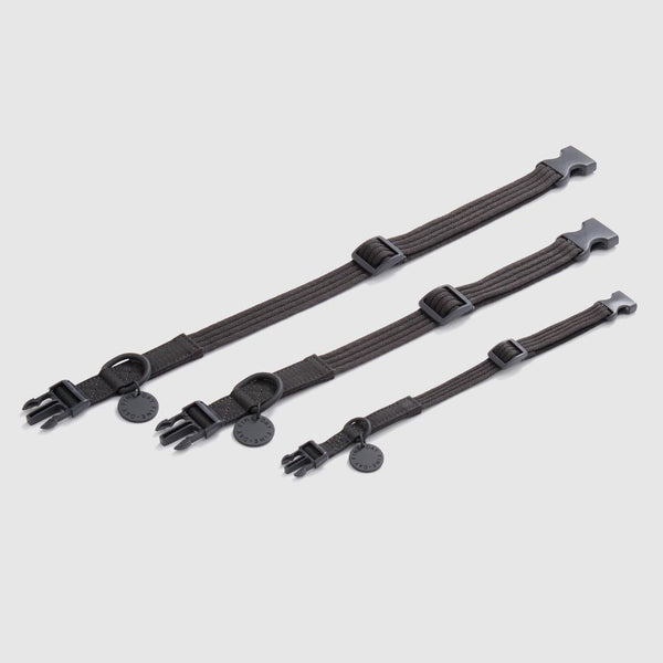 Snoot Style black adjustable dog collars for all size dogs.