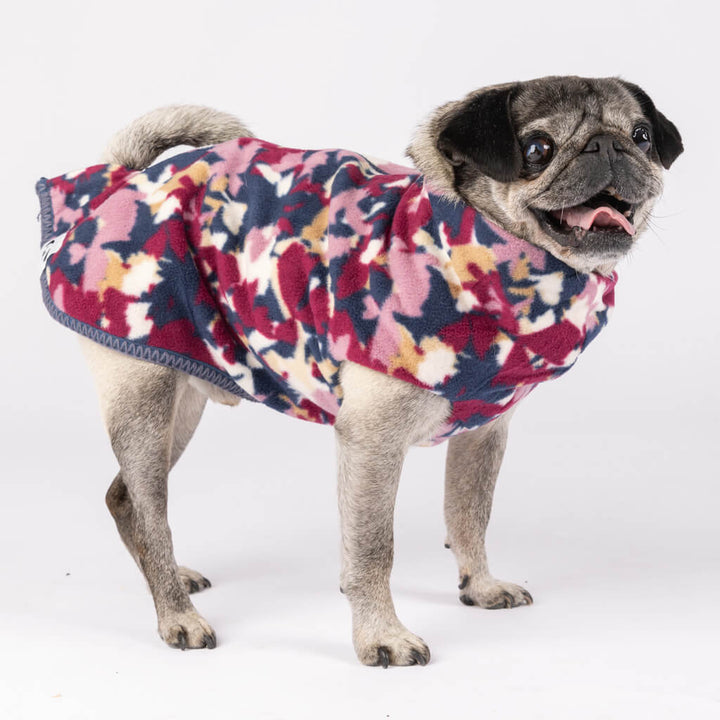 Fleece Dog Coat | Back Zip Style | Navy Camo Print | Snoot Style