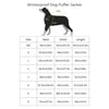 Size Chart for Snoot Style Dog Puffer Jacket.