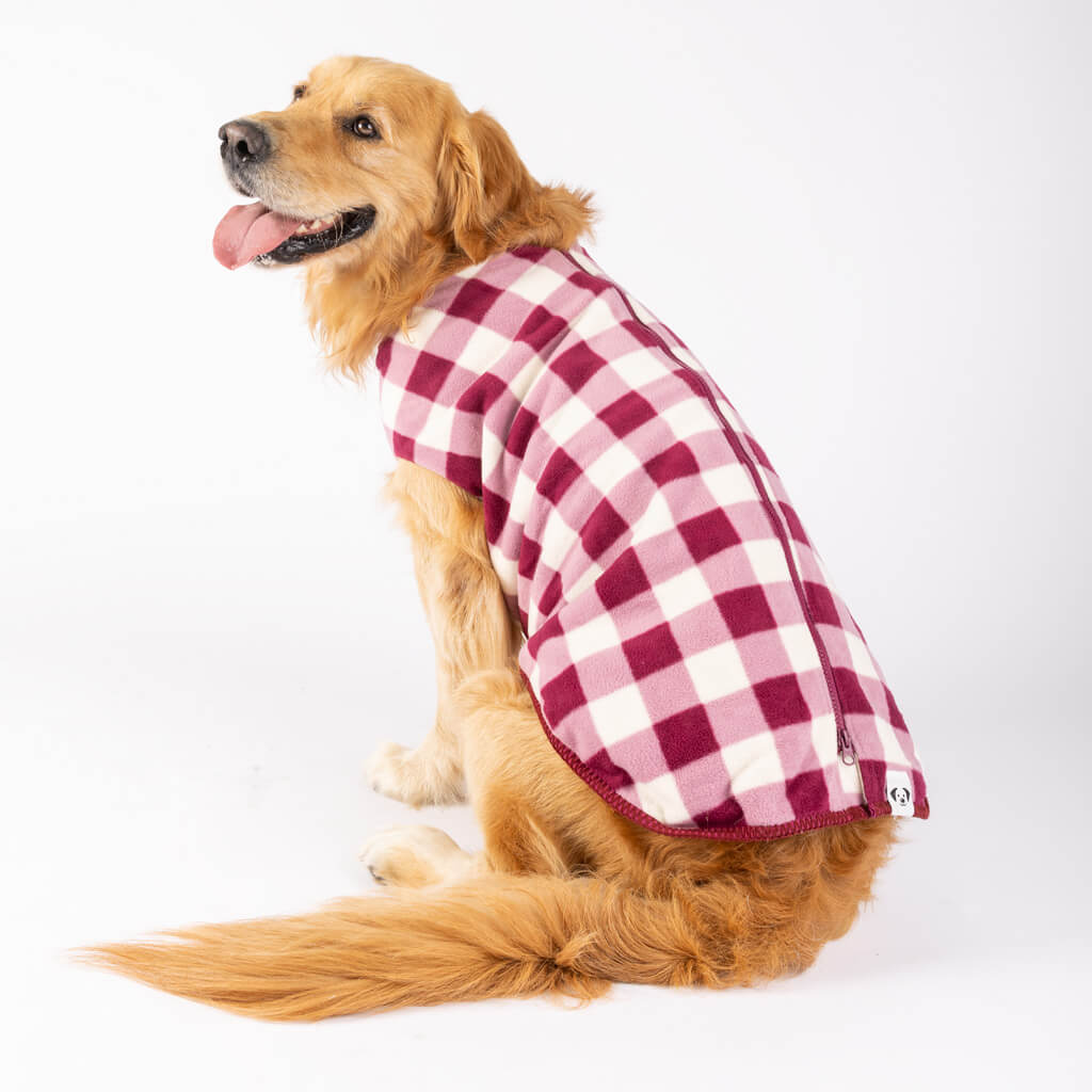 Fleece Dog Coat with Back Zip for Large Dogs.