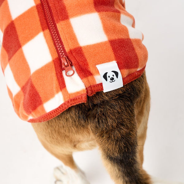 Snoot Style Fleece dog coat with back zipper.