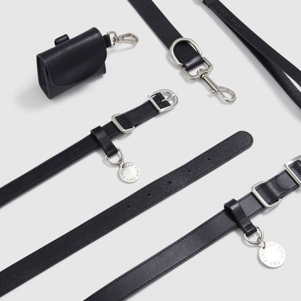 Premium Leather matching dog collar and lead set Snoot Style.