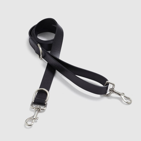Premium Leather Dog Lead Black Snoot Style