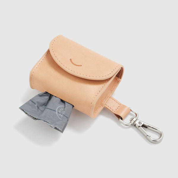 Premium leather dog poop bag holder Snoot Style.