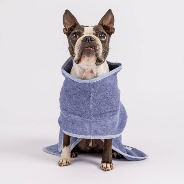 Snoot Style small dog towel robe.