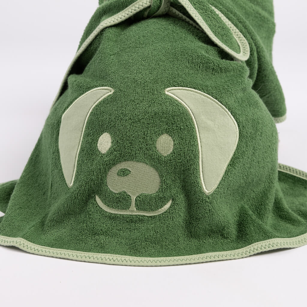 Snoot Style dog towel robe.