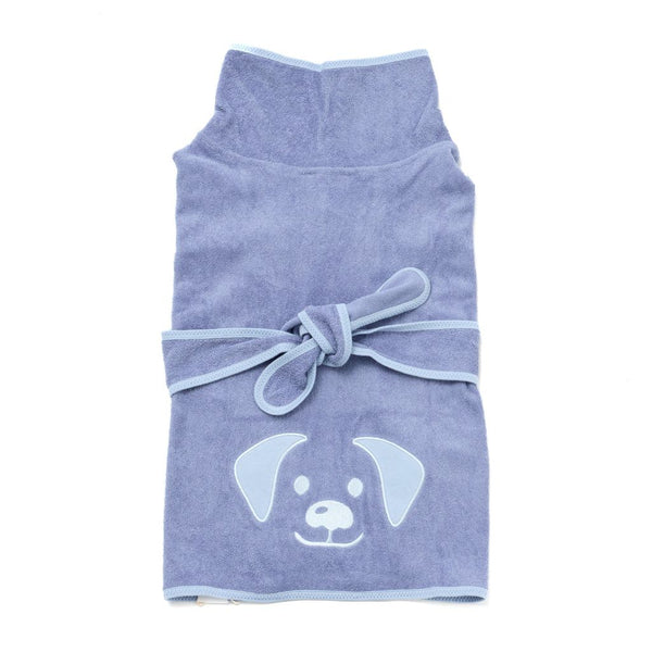 Snoot Style tie back cotton dog towel robe.