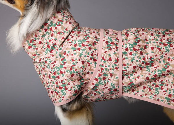Snoot Style recycled fabric dog coat.