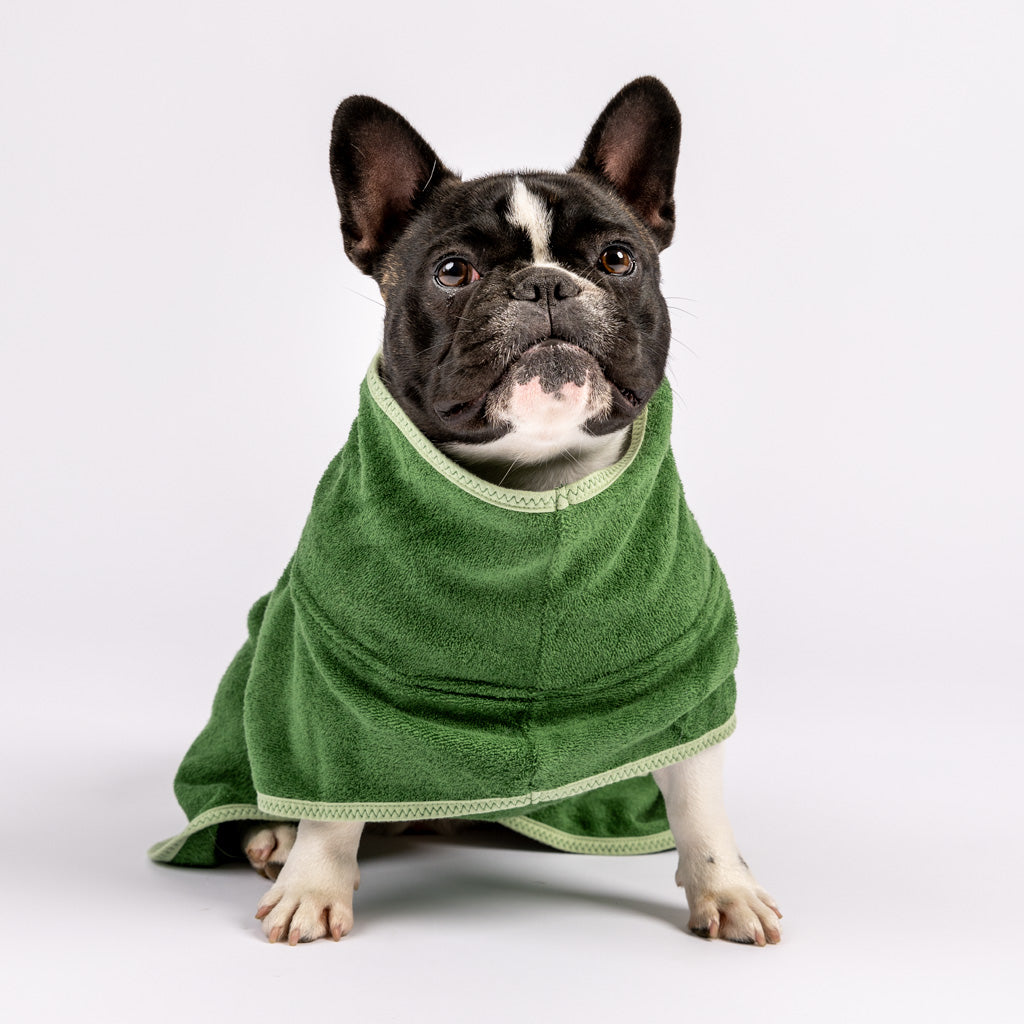 Snoot Style small dog towel robe.