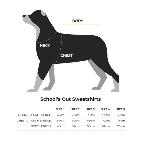 Snoot Style Dog Sweater Size Chart.