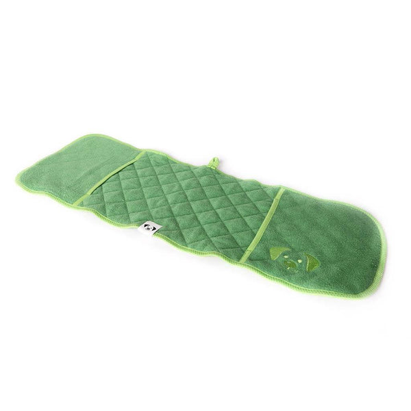 The Snoot Style Dog Drying Mitt in green organic cotton.